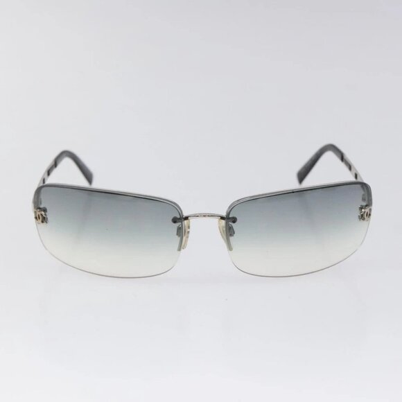 CHANEL COCO Mark Sunglasses plastic Silver CC Auth sw364 - Picture 2 of 12